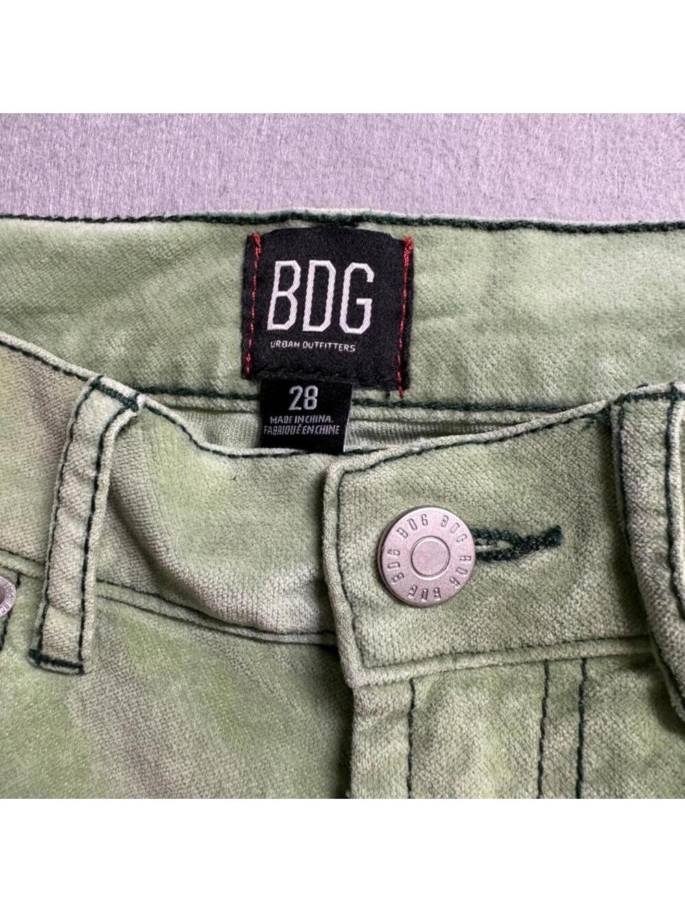 BDG Urban Outfitters Corduroy Pants Womens 28 Green High Rise Wide Leg Cropped - Picture 6 of 10